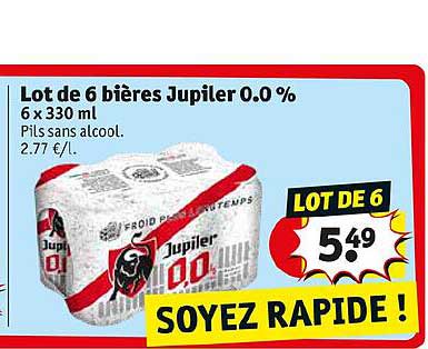 lot de 6 bières jupiler 0.0%