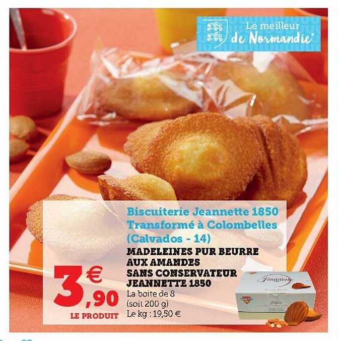 madeleines pur beurre aux amandes sans conservateur jeannette 1850