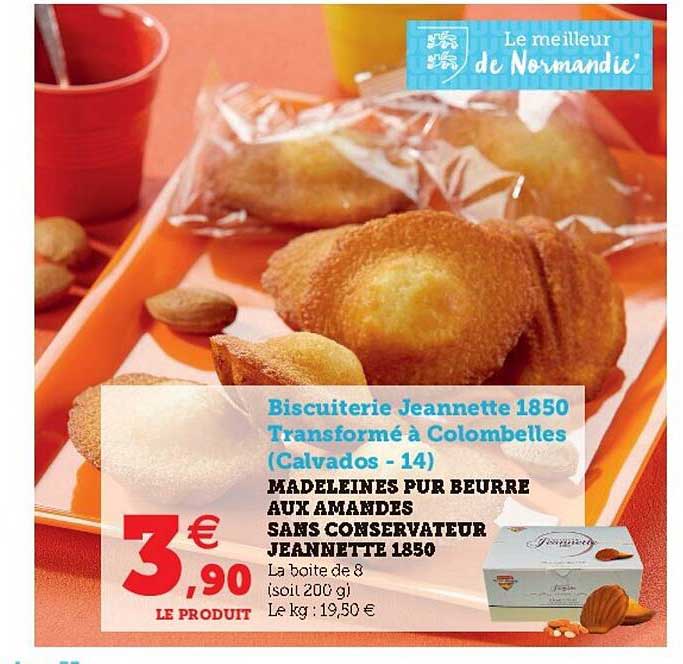 madeleines pur beurre aux amandes sans conservateur jeannette 1850