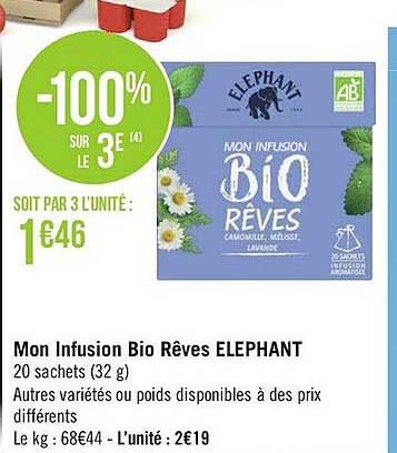mon infusion bio rêves éléphant