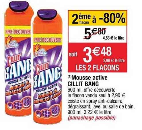 mousse active cillit bang 2ème flacon à -80%