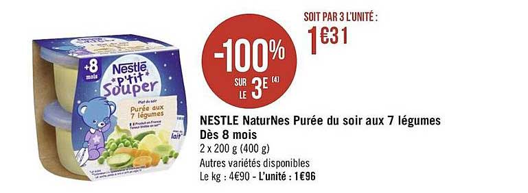 Nestlé Naturnes Purée Du Soir Aux 7 Légumes Dès 8 Mois