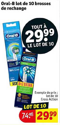 oral-b lot de 10 brosses de rechange