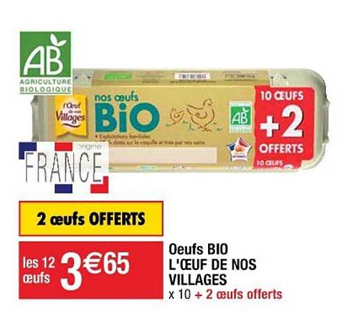 œufs Bio L’œuf De Nos Villages + 2 œuf Offerts