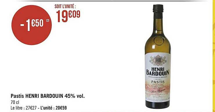 pastis henri bardouin 45% vol.