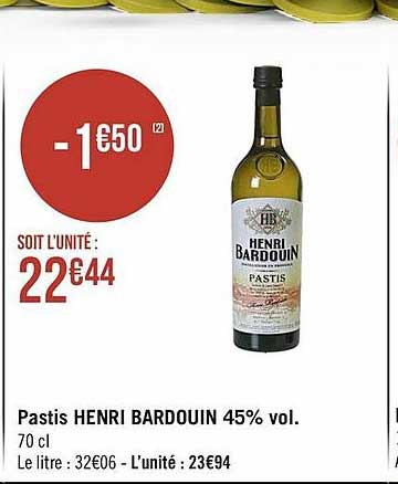 pastis henri bardouin 45% vol.