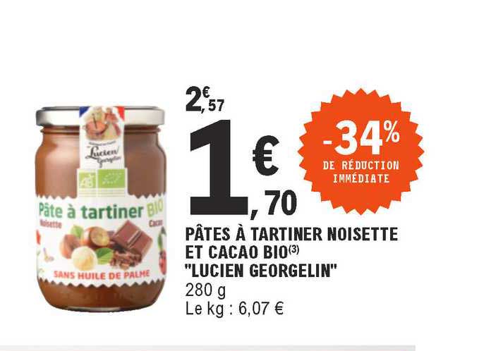 Pâtes à Tartiner Noisette Et Cacao Bio "lucien Georgelin"