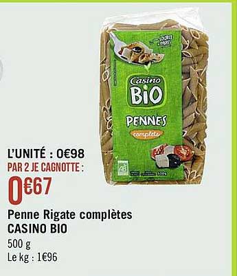 Penne Rigate Complètes Casino Bio