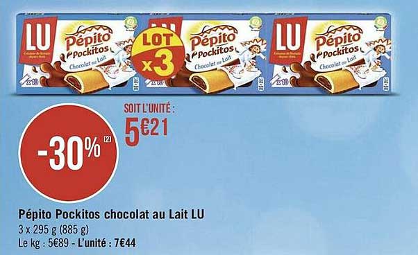 pépito pockitos chocolat au lait lu
