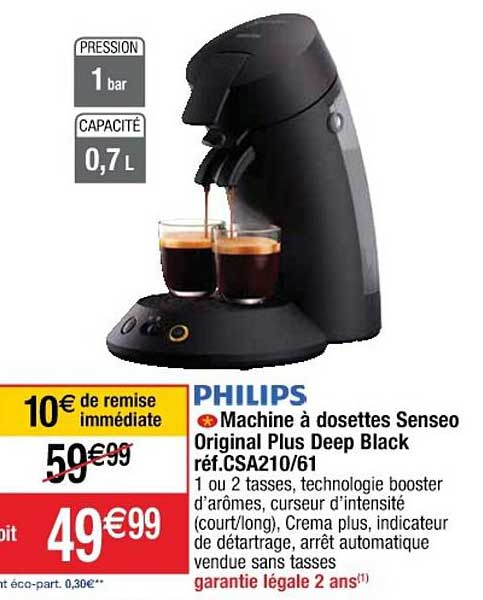 philips machine à dosettes senseo original plus deep black