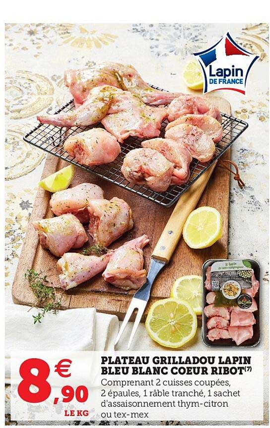 Plateau Grilladou Lapin Bleu Blanc Cœur Ribot