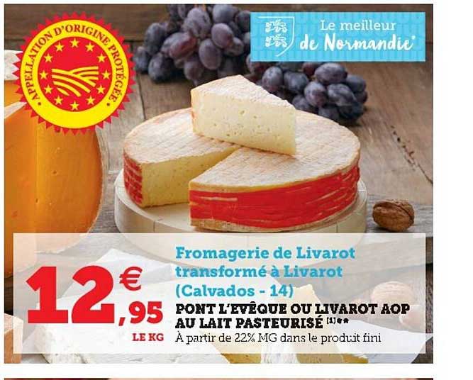 pont l'évêque ou livarot aop au lait pasteurisé
