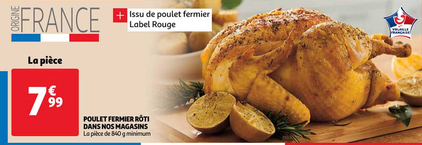 poulet fermier rôti dans nos magasins