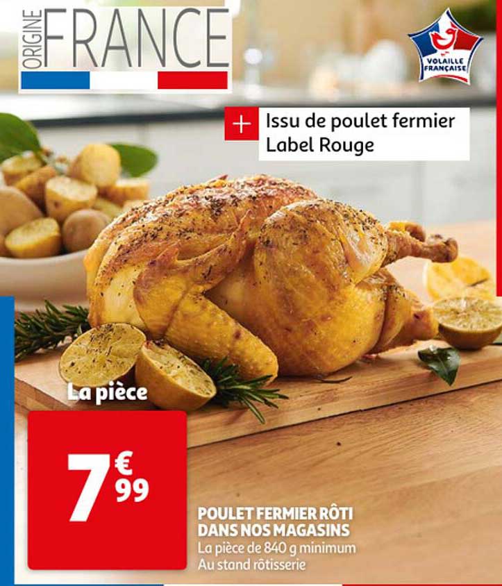 poulet fermier rôti dans nos magasins
