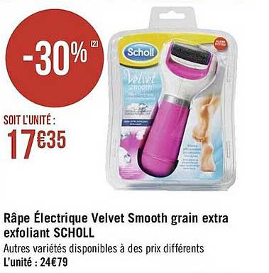 râpe électrique velvet smooth grain extra exfoliant scholl