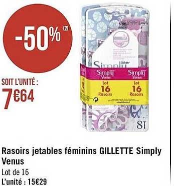 rasoirs jetables féminins gillette simply venus