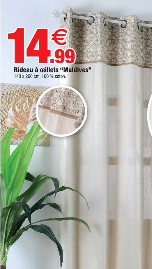Rideau à œillets "maldives"
