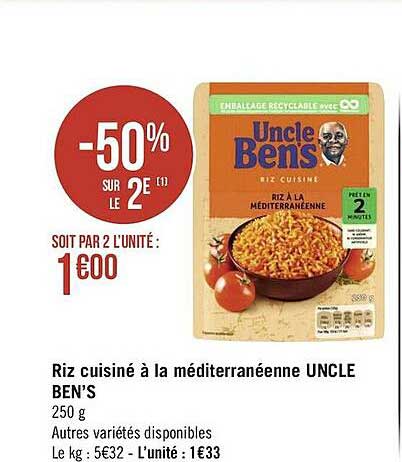 riz cuisiné à la méditerranéenne uncle ben's