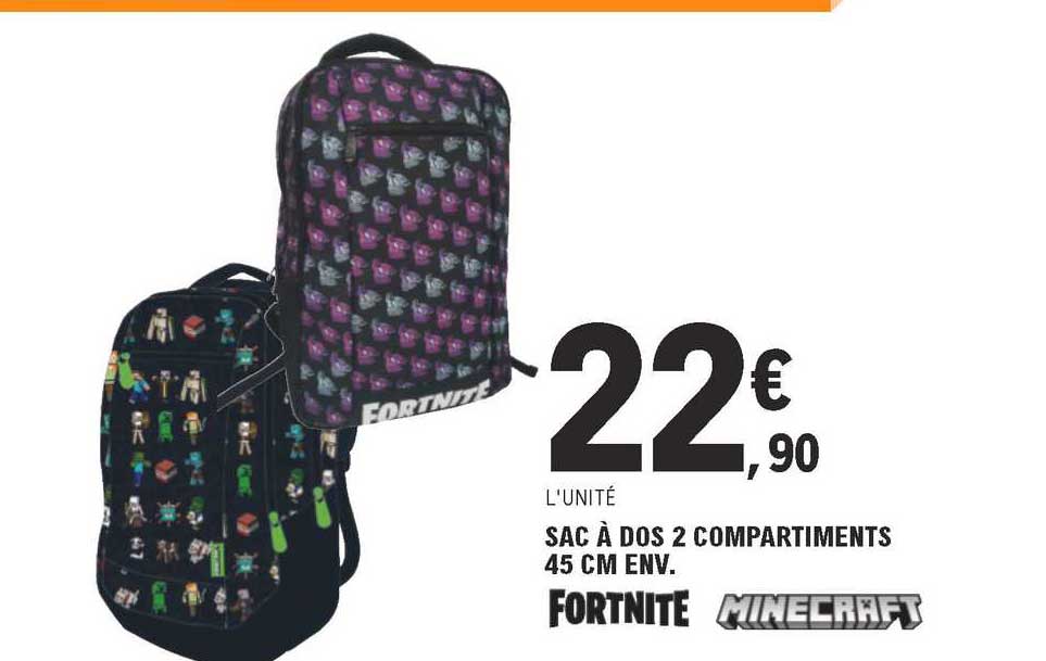 sac à dos 2 compartiments 45 cm env. fortinite
