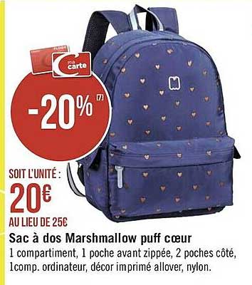 Sac à Dos Marshmallow Puff Cœur