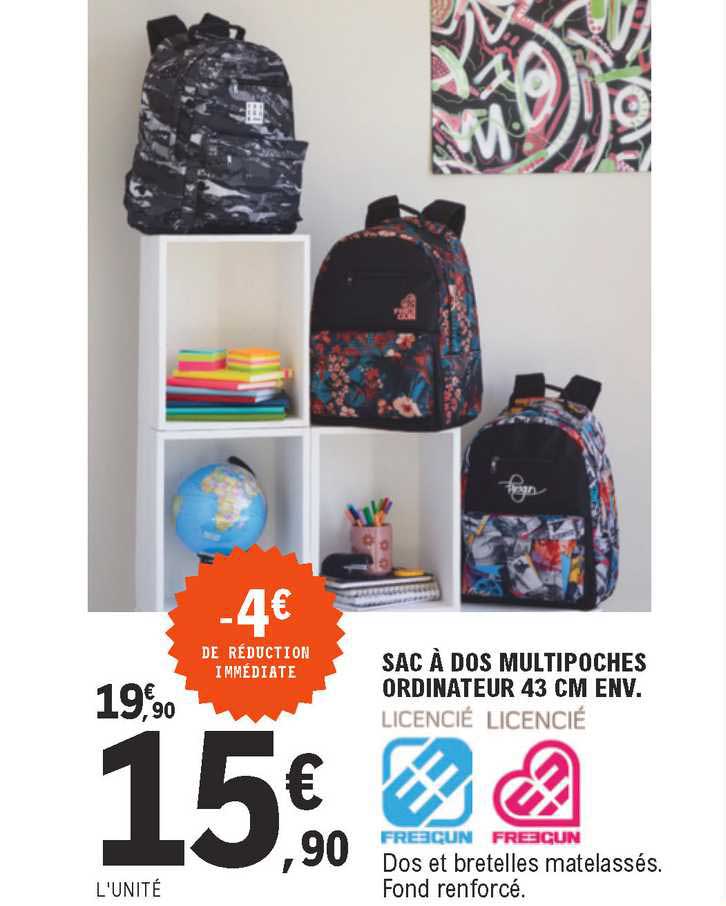 sac à dos multipoches ordinateur 43 cm env.