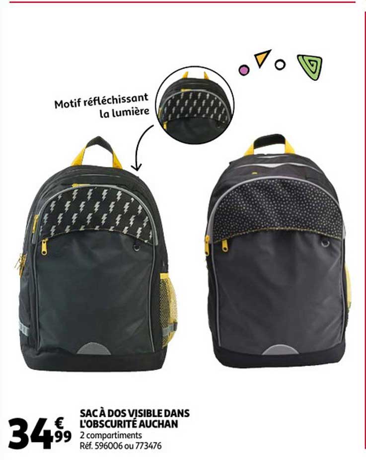 sac à dos visible dans l'obscurité auchan