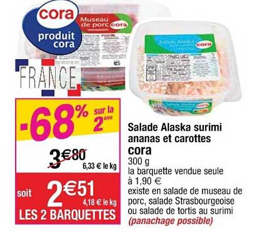 Salade Alaska Surimi Ananas Et Carottes Cora -68% Sur Le 2ème