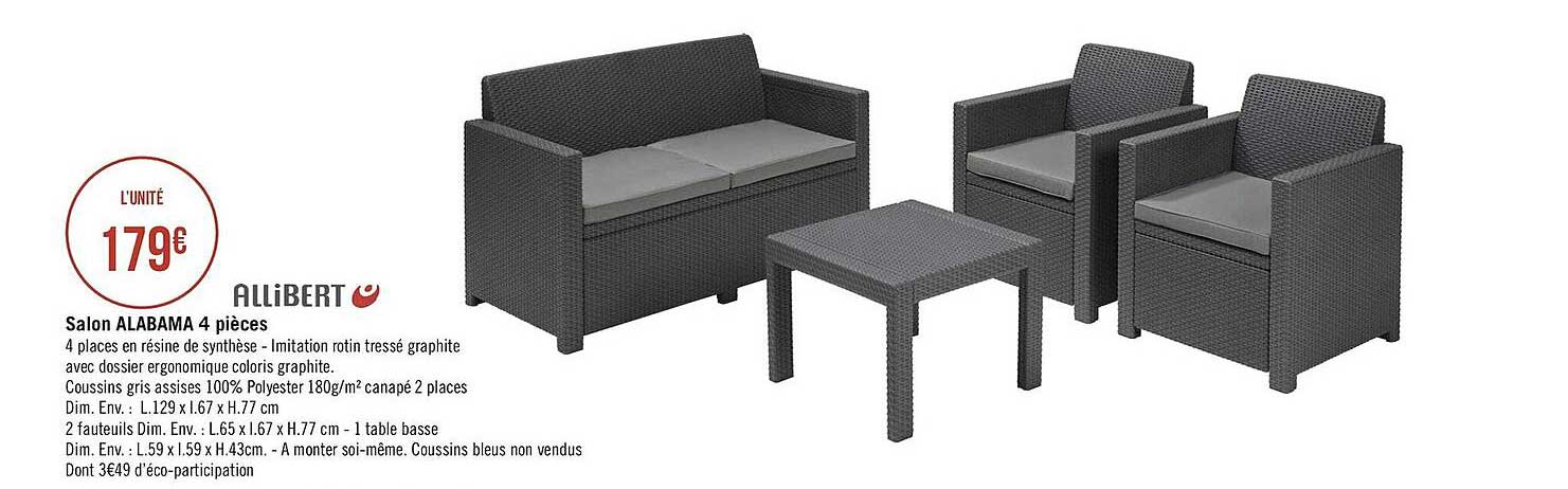 salon alabama 4 pièces allibert