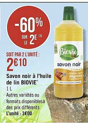 Savon Noir à L'huile De Lin Biovie
