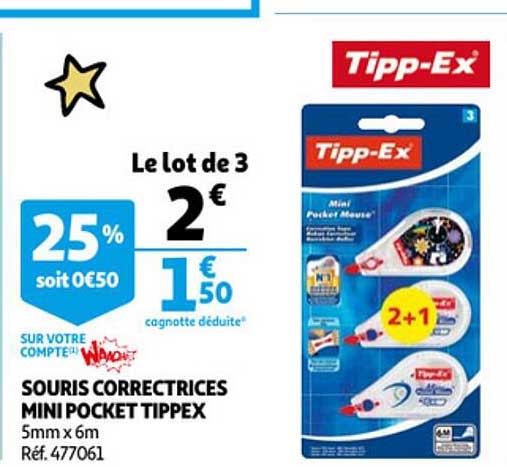 souris correctrices mini pocket tippex