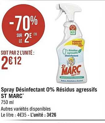 spray désinfectant 0% résidus agressifs st marc