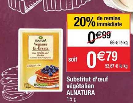 substitut d’œuf végétalien alnatura 20% de remise immédiate