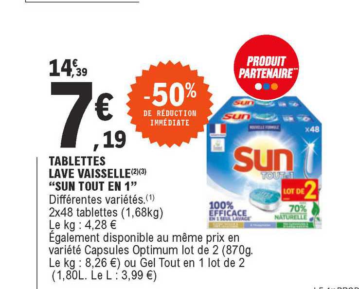 Tablettes Lave Vaisselle "sun Tout En 1"