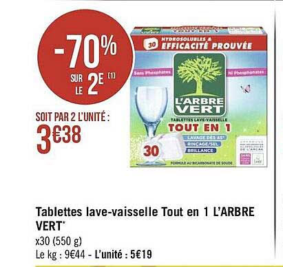 tablettes lave-vaisselle tout en 1 l'arbre vert