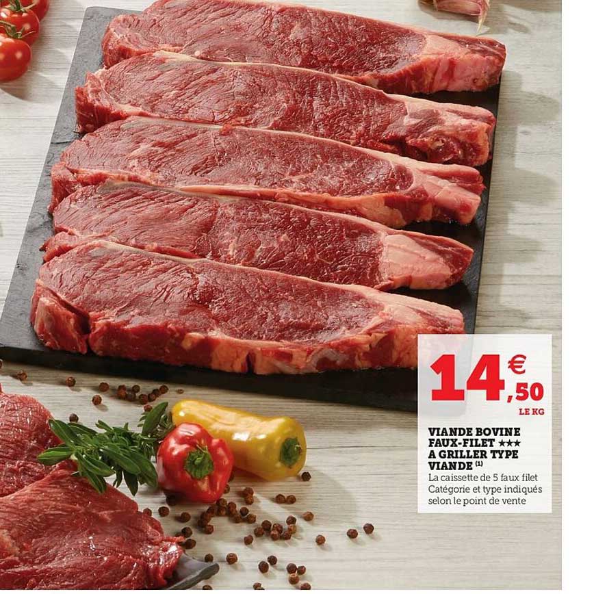 viande bovine faux-filet à griller type viande