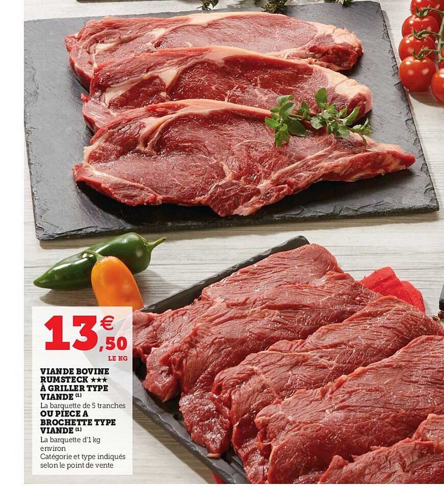 viande bovine rumsteck à griller type viande ou pièce à brochette type viande