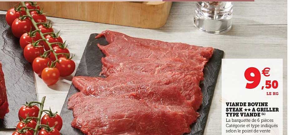 viande bovine steak à griller type viande