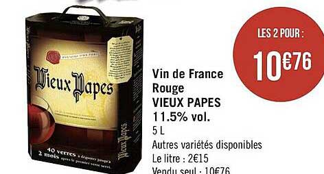 vin de france rouge vieux papes 11.5% vol.