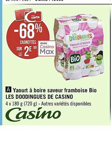 Yaourt à Boire Saveur Framboise Bio Les Doodingues De Casino