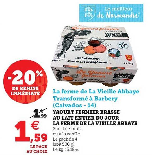 Yaourt Fermier Brasse Au Lait Entier Du Jour La Ferme De La Vieille Abbaye -20% De Remise Immédiate