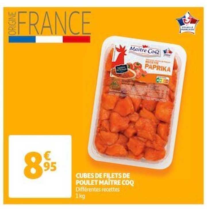 cubes de filets de poulet maître coq