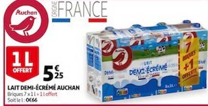 lait demi-écrémé auchan