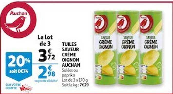 Tuiles Saveur Crème Oignon Auchan