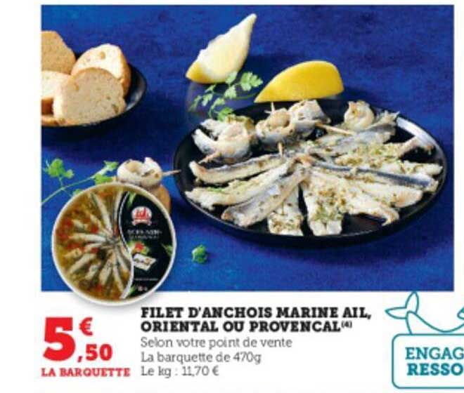 filet d'anchois marine ail, oriental ou provençal