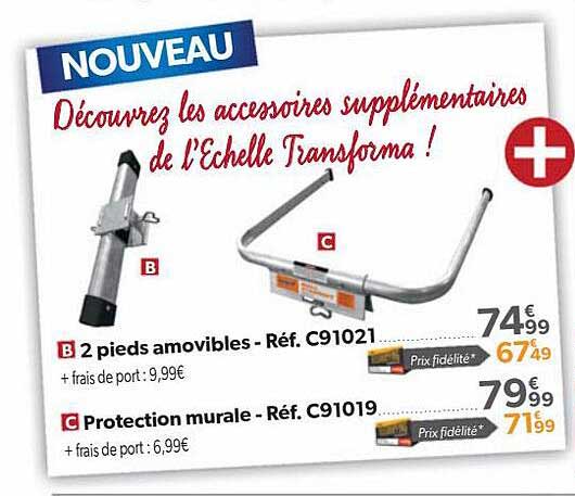 2 pieds amovibles, protection murale