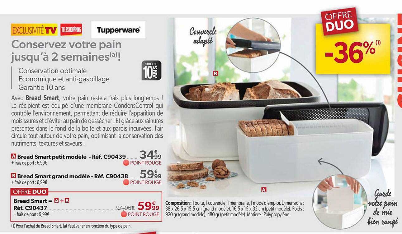 Bread Smart Petit + Grand Modèle Tupperware