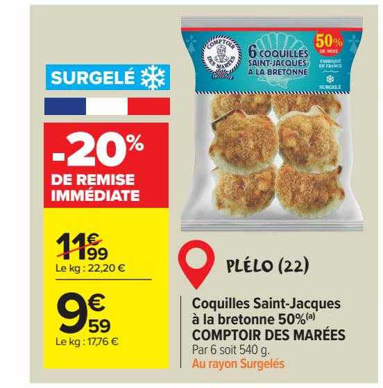 coquilles saint-Jacques à la bretonne 50% comptoir des marées