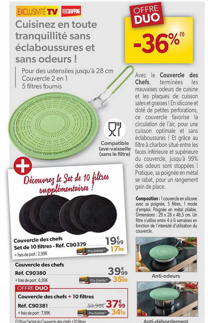 couvercle des chefs + 10 filtres