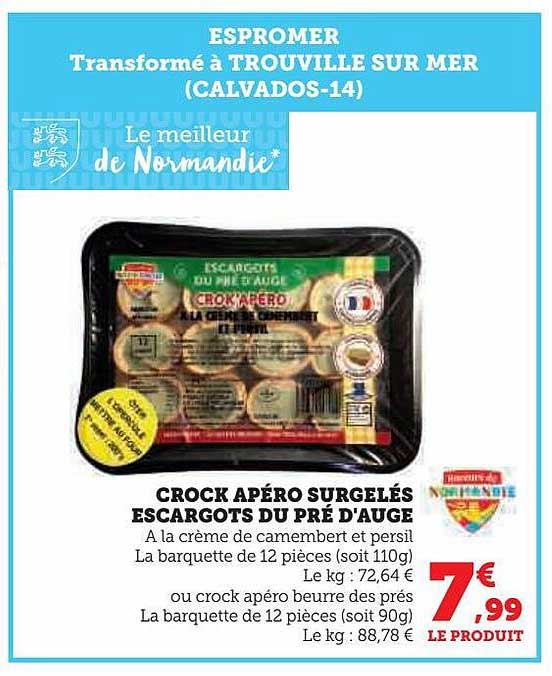 crock apéro surgelés escargots du pré d'auge