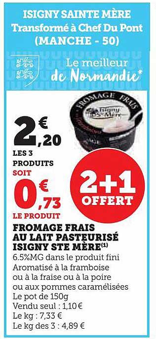 fromage frais au lait pasteurisé isigny ste mère